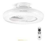 Grunkel Ventilador de Techo LED SKYWIND-20B, 50 cm, Motor DC 7W, 6 Velocidades, Mando a Distancia, Iluminación LED 35W, Blanco