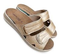 Grunland - Chanclas de mujer Comfort de piel sintética con orquídea con plantilla extraíble Dry Soft recubierta de piel auténtica, Platino Br, 39 EU