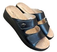 Grunland - Chanclas de mujer Comfort de piel sintética Fresia con plantilla extraíble Dry Soft, Azul Brillante, 39 EU