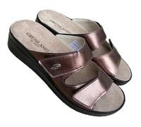 Grunland - Chanclas de mujer Comfort de piel sintética Fresia con plantilla extraíble Dry Soft, Bronce pulido, 38 EU