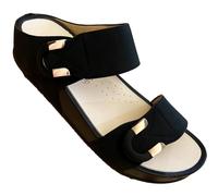 Grunland SANDALI - Zapatillas de verano para mujer, elegantes, cómodas, ajustables, con dos tiras, para verano y ceremonias plantares, Black Two Strappi, 41 EU