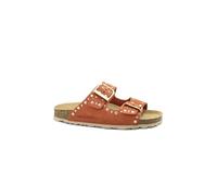 Grunland Sara CB1797 - Chanclas de mujer anatómicas con hebillas de piel de ante con tachuelas, Marrón Ladrillo, 41 EU