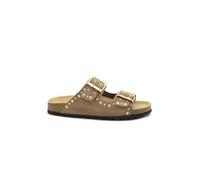 Grunland Sara CB1797 - Chanclas de mujer anatómicas con hebillas y tachuelas, Beige Taupe, 42 EU