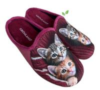 GRUNLAND Zapatilla mujer gatos Beauty Cats cálida zapatilla confort plantilla suave idea regalo producto vegano, Gatos Bordoux, 37 EU