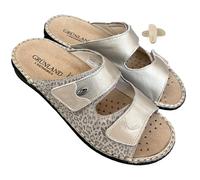 Grunland - Zapatillas Comfort para mujer de piel ajustables con y plantilla extraíble fabricadas en Italia, Platino, 40 EU