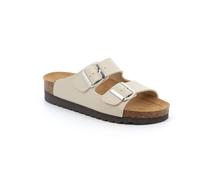 Grunland Zapatillas de Mujer Con Cuña Piel Sandalias Dos Bandas Anatómico Beis