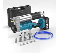 GRUNNING - Pistola de grasa eléctrica inalámbrica, 12000 PSI, 2 baterías de 10 celdas, cargador rápido, acoplador giratorio de 90°, manguera de 39.4 pulgadas, 4 acopladores, 2 en 1, grasa a granel y