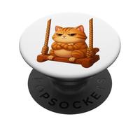 Gruñón De Dibujos Animados Gato Columpio PopSockets PopGrip Adhesivo