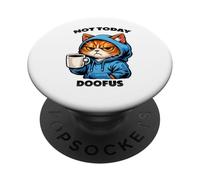 Gruñón matutino, Gato de Mal Humor con café PopSockets PopGrip Adhesivo