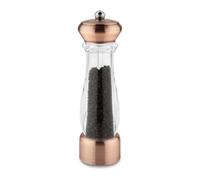 Grunwerg Gmill Molino de sal o pimienta de bronce y acrílico, mecanismo de molienda de cerámica duradera, 6 cm x 6 cm x 21 cm