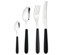 Grunwerg Greenworks Juego de cubiertos de 24 piezas en caja, plástico reciclado, ecológico, negro horno