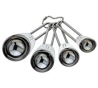 Grunwerg Juego de 4 cucharas medidoras de acero inoxidable de alta calidad sobre pulido brillante, herramienta de cocina, 2,5 ml, 5 ml, 10 ml, 15 ml