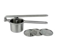 Grunwerg PT-5373 Rallador de Patatas Higiénico Acero Inoxidable 3 Cuchillas Multifuncionales Triturar Puré Hacer Zumo 12 cm x 28 cm x 10 cm, Plata