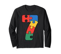 Grupo 7 Número 7 Colorido Puzzle Conciencia Manga Larga