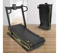 GRUPO CONTACT - Cinta de Correr Curva, Curve Treadmill Magnetica, 6 Niveles de Resistencia, Superficie de Cinta 150 x 40 cm., Plegado Automatico, Color Negro y Amarillo.