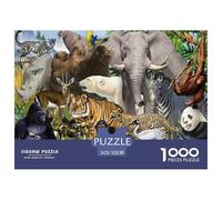 Grupo de Animales Salvajes Puzzle de 1000 Piezas Papel para Adultos Criaturas del Bosque Relajante Enfoque Juego Familiar Decoración Regalo 52x38cm/1000pcs