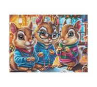 Grupo de Ardillas Lindas Flores Puzzle 500 Piezas Familiar Creativo Tiempo Feliz Rompecabezas 3D para Familia Juguete Educativo Construir Maquetas Aliviar Estrés 500 PCS