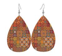 Grupo de aretes geométricos marroquíes de cuero para mujer, colgantes, aretes de lágrima, ligeros, regalos para mujeres y niñas