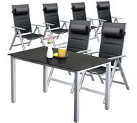 Grupo de asientos de jardín Bern Premium 7 piezas aluminio plateado