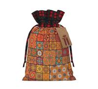 Grupo de bolsas de Navidad a juego con estampado geométrico marroquí con cordón, 12 x 17 cm para Navidad o Halloween