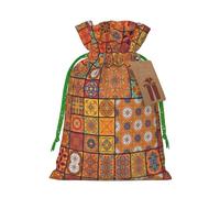 Grupo de bolsas de Navidad con estampado geométrico marroquí con cordones, bolsas de regalo de Navidad, bolsas de recuerdos de fiesta, M