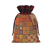 Grupo de bolsas de regalo de Navidad con cordón geométrico marroquí, bolsas de regalo reutilizables para todas las ocasiones