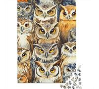 Grupo de Búhos Puzzle de 1000 Piezas Papel para Adultos Animales del Bosque Puzzle para Toda la Familia Relajación Decoración Regalo 70x50cm/1000pcs