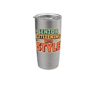 Grupo de Día de los Abuelos de jubilación divertido de la tercera edad Vaso térmico de acero inoxidable de doble pared