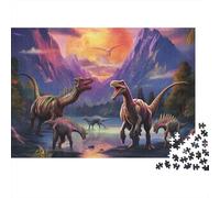 Grupo de Dinosaurios Prehistóricos Puzzle de 1000 Piezas Papel para Adultos Paisaje Natural Antiguo Juego de Puzzle Familia Relajación Decoración Regalo 52x38cm/1000pcs