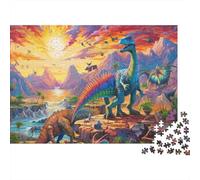 Grupo de Dinosaurios Prehistóricos Puzzle de 1000 Piezas Papel para Adultos Paisaje Natural Colorido Juego de Puzzle 1000 Piezas Relajación Decoración Hogar Regalo 52x38cm/1000pcs