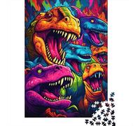 Grupo de Dinosaurios Puzzle de 1000 Piezas Papel para Adultos Escena Artística Colorida Juego de Puzzle 1000 Piezas Relajación Decoración Hogar Regalo 52x38cm/1000pcs