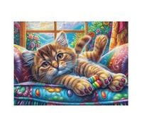 Grupo de Gatos en el arbusto de Flores Puzzles 500 Piezas Maquetas 3D Construir Sin Pegamento Cute Pets Warm The Heart Rompecabezas Educativo para Familia Desafío Intelectual Decoración Hogar 500 PCS