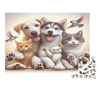 Grupo de Mascotas Felices Puzzle 1000 Piezas Papel Reciclado para Adultos Puzzle para Adultos Juego Familiar Divertido desafiante Excelente Idea de Regalo para Mujeres y Regalos para Hombres