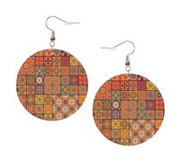 Grupo de pendientes redondos de cuero geométricos marroquíes, color para el día de San Valentín, festivales, actividades, moda, mujer, talla única, Cuero sintético