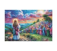 Grupo de peregrinos de Jesús fe Religiosa Espiritual Puzzle 1000 Piezas Maquetas Construir 3D Rompecabezas Educativo para Familia Aliviar Estrés Estera Portátil Moderno 1000 PCS