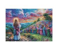 Grupo de peregrinos de Jesús fe Religiosa Espiritual Puzzles 300 Piezas Moderno Minimalista Rompecabezas Familiar para Adultos 3D Maquetas Construir Aliviar Estrés Decorativo 300 PCS