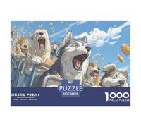 Grupo de Perros Husky Siberiano Puzzle de 1000 Piezas Papel para Adultos Ilustración Dinámica Relajación Enfoque Regalo Familiar Decoración 38x26cm/1000pcs