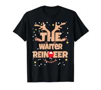 Grupo de Pijamas de Camarero Divertido de Navidad con Renos de The Waiter Camiseta gráfica económica, Hombre, Negro, S