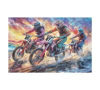 Grupo de Pilotos de Motocross Montaña Aventura Salvaje Puzzle 1000 Piezas para Adultos Divertido Cautivador Y Relajante Actividades Familiares 1000 PCS（75x50cm）