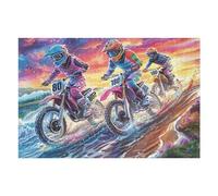 Grupo de Pilotos de Motocross Montaña Aventura Salvaje Puzzle 1000 Piezas para Adultos Divertido Cautivador Y Relajante Familia Amigos O Hobby 1000 PCS（75x50cm）