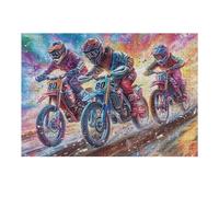 Grupo de Pilotos de Motocross Montaña Aventura Salvaje Puzzle 300 Piezas para Adultos Agradable Divertido Y Relajante Pasatiempos Y Hobby 300 PCS（40x28cm）