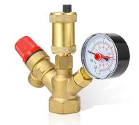 Grupo de seguridad para calderas, grupo de seguridad, depósito de agua caliente con manómetro, válvula de alivio de presión DN25 (1"), válvula de seguridad para sistema de calefacción, hembra