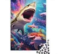 Grupo de Tiburones Puzzle de 1000 Piezas Papel para Adultos Escena Océano Fantasía Juego Familiar Decoración Hogar Relajación Regalo 52x38cm/1000pcs