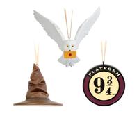 Grupo Erik Adornos de Navidad, regalos de Harry Potter, juego de 3 decoraciones para árbol de Navidad, sombrero clasificador, plataforma 9 3/4, Hedwig, mercancía de Harry Potter, decoraciones de
