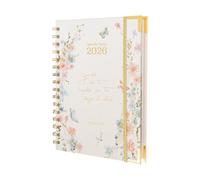 Grupo Erik Agenda 2026 Semana Vista A5 Raquel Beck, En Español - Agenda semanal Anual mujer Con Anillas y Pestañas - Incluye 4 páginas de Pegatinas, Marcapáginas, Ilustraciones y Planificador mensual