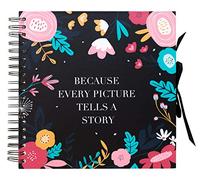 Erik Álbum de fotos Scrapbook Flores negro — Personalizable, Tapa dura 26x26 cm, 40 págs