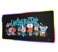 Grupo Erik Alfombrilla Gaming RGB BT21 - Alfombrilla ratón Luces LED 14 Modos, Base Goma Antideslizante y Cable USB/Alfombrilla XXL - Alfombrilla Escritorio - Tapete Escritorio 90x40cm