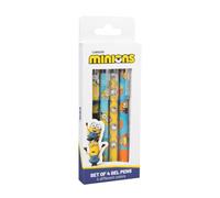 Grupo Erik Boligrafos Borrables Minions - Pack de 4 Boligrafos | de Gel de Colores: Negro, Rojo, Azul y Verde, Material Escolar y Papeleria Oficial