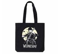 Grupo Erik Bolso tela Miércoles Addams - Tote bag tela negro con asas cómodas - Bolso shopper 39x37cm / Bolsa de tela algodón - Bolsas reutilizables - Bolsa compra pegable, MARE0268