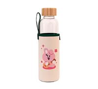 Grupo Erik Botella agua BT21 Cooky - Botella agua cristal resistente con funda protectora - Botella termica 500ml - Botella agua niños sin BPA/Botella de agua reutilizable - Botella agua niña